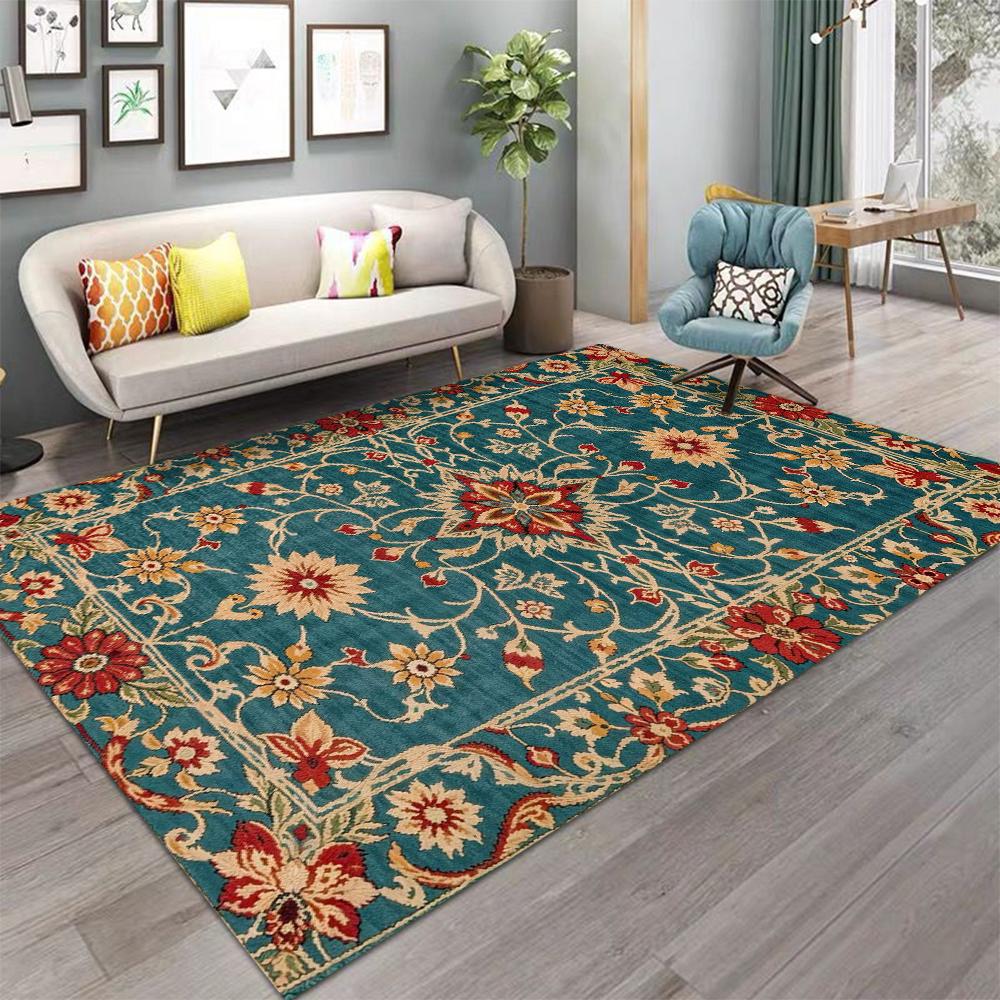 Bohemian Ethnic Style Carpet Retro Living Room Carpet Washable Dining Room Interior Door Mat Kitchen Area Decoration Carpet