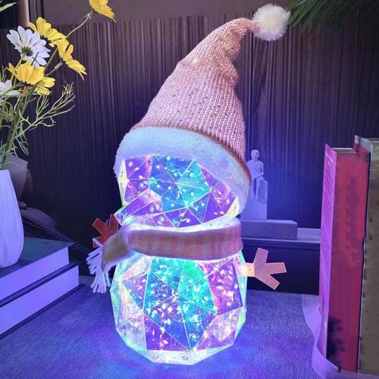 Украшения для рождественской елки с питанием от USB, светящийся снеговик, декоративный элемент, красочный светящийся рождественский