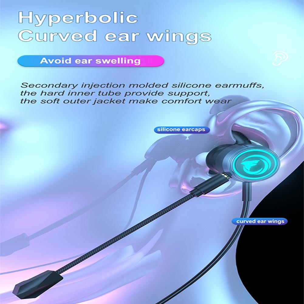 Wired In-ear Gaming Headset With Mic Stereo Bass Gaming Earphone With RGB Light Compatible For Laptop Cellphone PC