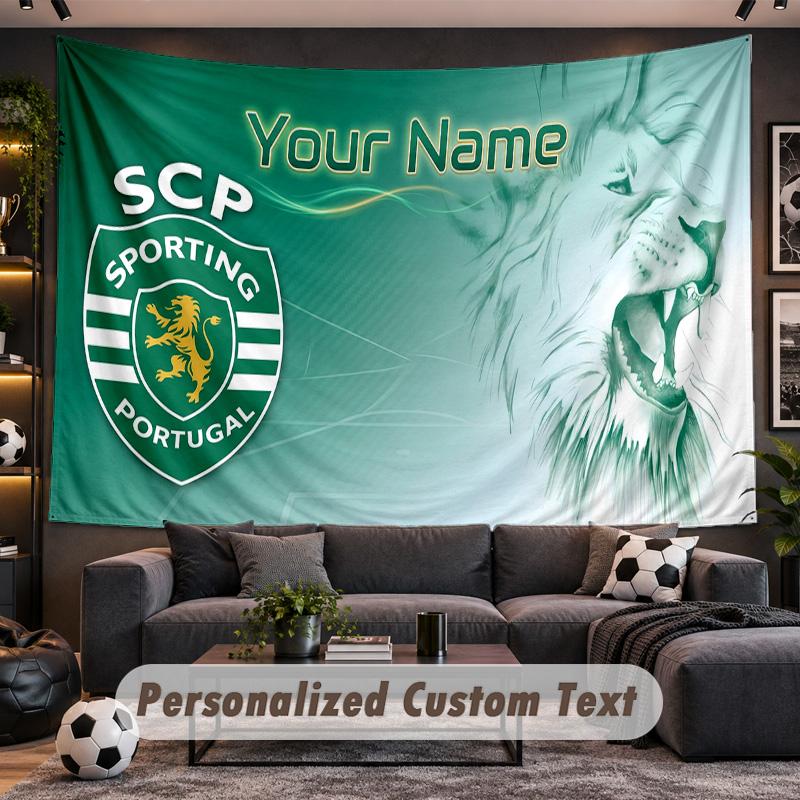 Персонализированный гобелен Sporting CP Поддержка Индивидуальное Имя, Настенное Искусство Домашний Декор