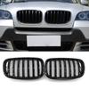 1 Pair Car Front Bumper Grill Gloss Black Double Slat Kidney Grille for BMW X5 E70 X6 E71 2007-2013 Car Accessories