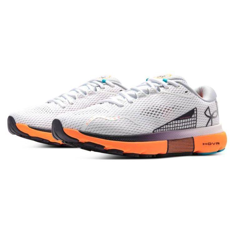 Under Armour HOVR Infinite 5 White Orange Blast Men Sneakers Tux-Purple 3026545-102