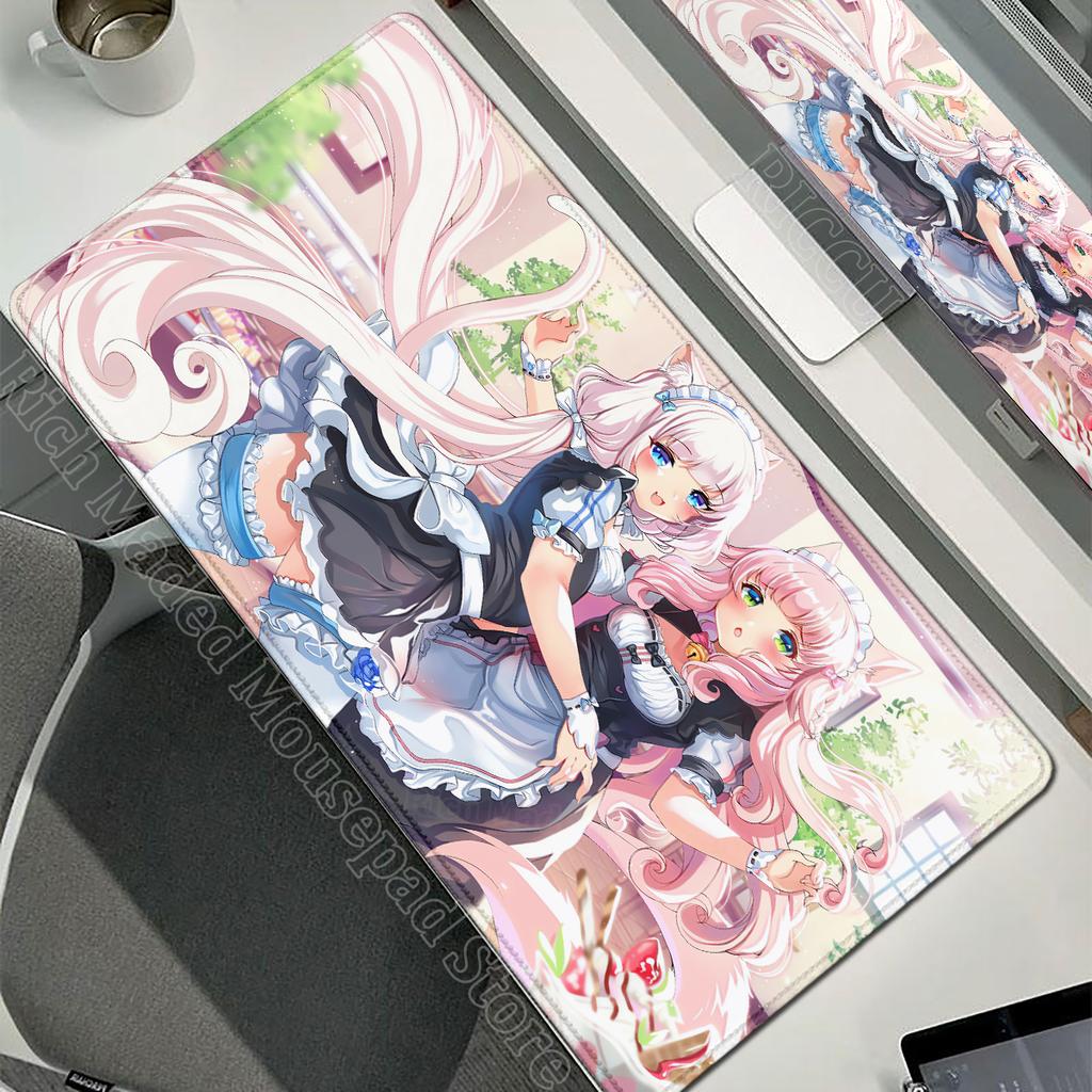 XXL Игровой Компьютерный Стол Коврик Мыши Nekopara Коврик для Мыши Милая Аниме Девушка Коврик для Мыши Ковер Офисный Ноутбук Коврик для Мыши Настольный Коврик 900x400