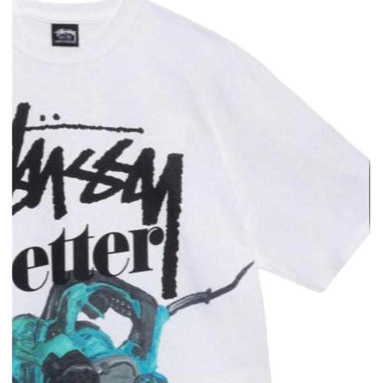 Stussy X Лучший Магазин Подарков Построен Лучше Футболка Двусторонний Граффити Принт Круглый Вырез Короткий Рукав Футболка Унисекс Топы Белый 3903831