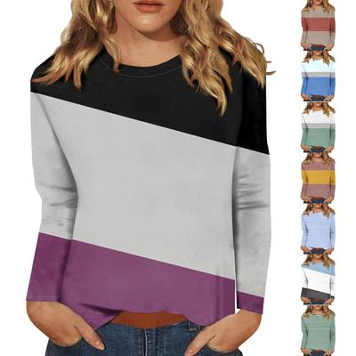 Женская модная повседневная футболка с круглым вырезом и длинным рукавом с принтом, топ