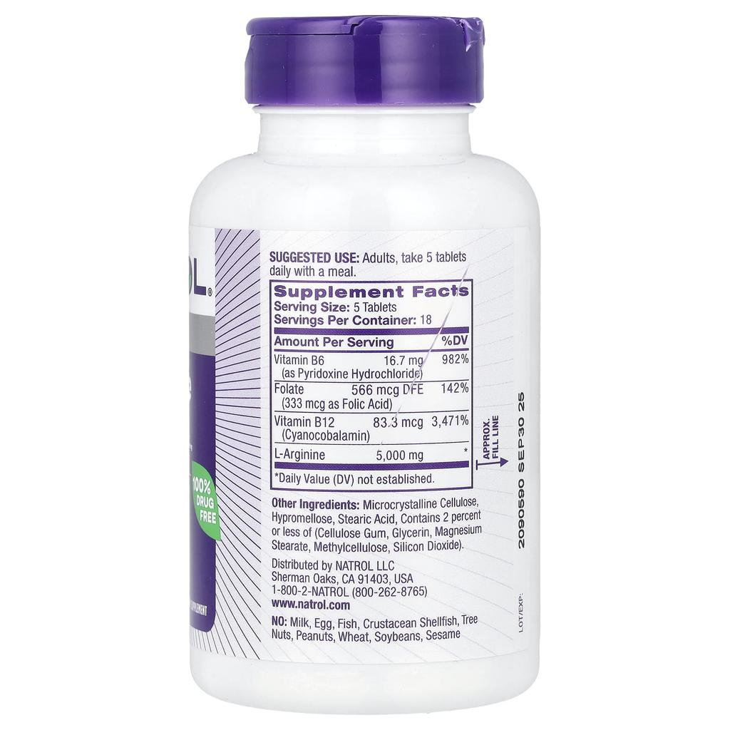 Natrol L-arginine, 5,000mg, 90 Tablets (1,000mg Per Tablet)