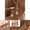 Elegant Geometric Gold-plated Copper Shell Mushroom Pendant Earrings For Women