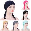 Women India Beading  Muslim Stretch Turban Hat Cotton Hair Loss Head Scarf  Wrap