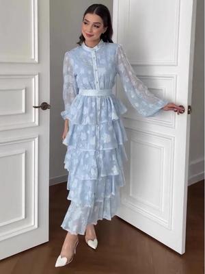 Европейское и американское ретро элегантное платье макси с длинным рукавом и приталенной талией - Осенняя коллекция 2025