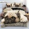 Modern Cute Duvet Cover Set 3D Cute Pug Print Washable Polyester Bedding Set Soft Comfortable Duvet Cover For Bedroom Guest Room