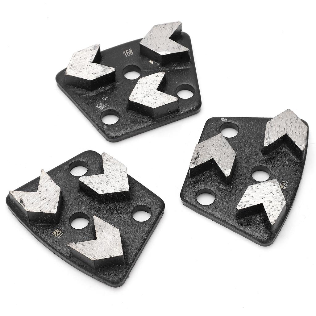 3Pcs Trapezoid Diamond Grinder Concrete Grinding Shoes Cutting Tool Disk Set 16# Black