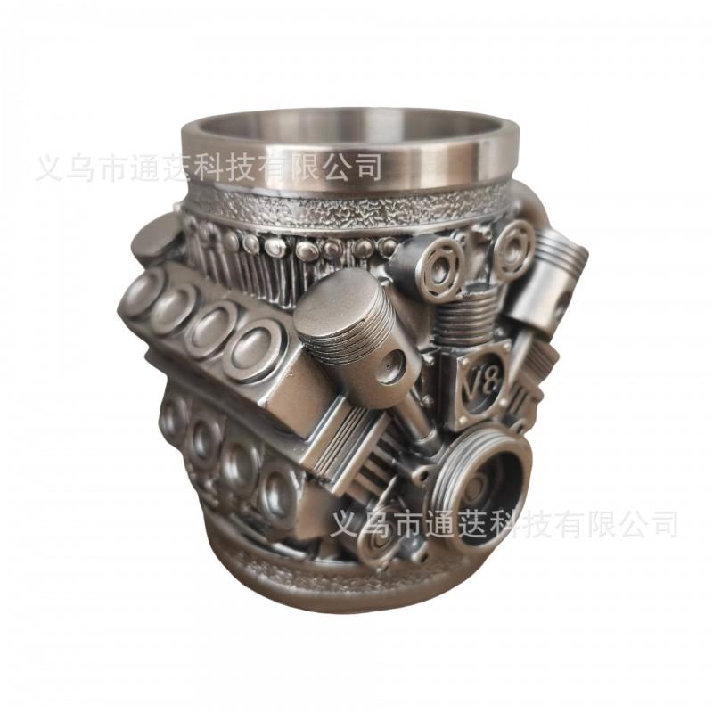 Кружка из смолы на тему двигателя V8 Декоративный настольный орнамент Для автолюбителей Офисный декор