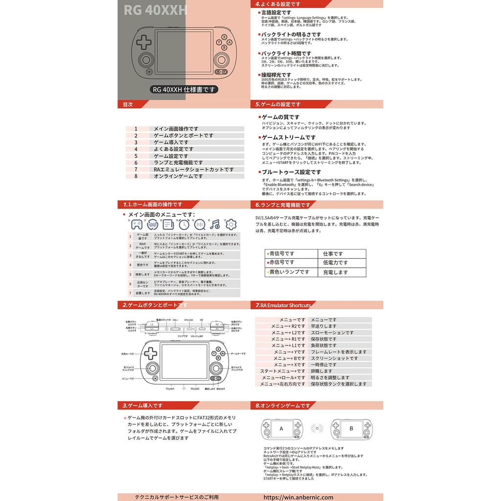Портативная игровая консоль ANBERNIC RG40XXH с 5G WiFi 4.2, Bluetooth, классическими играми, 64-битной системой Linux, 4,0-дюймовым IPS-дисплеем, игровое оборудование