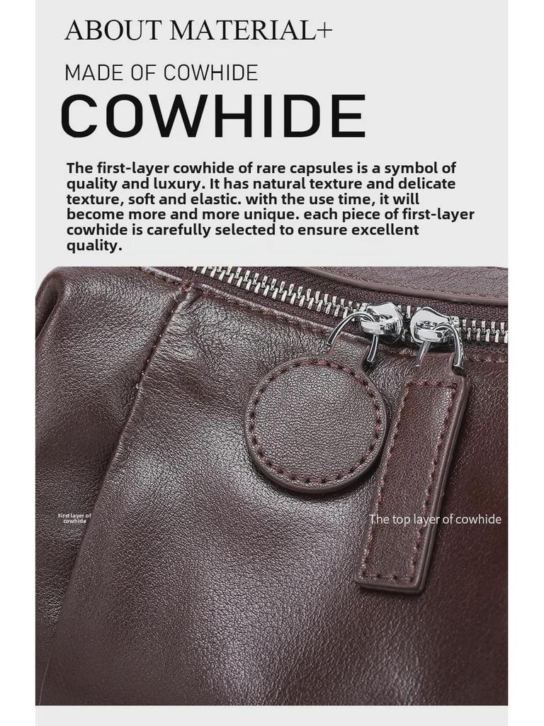 "2025 Retro European Cowhide Boston Shoulder Bag"