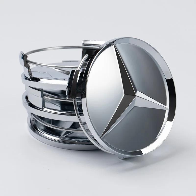 New 4 Pieces/Set Mercedes Benz AMG Wheel Center Hub Caps 75mm Diameter with Embossed Benz Emblem Tire Rim Covers for W203 W206 W220