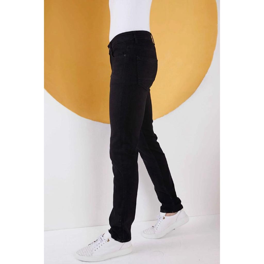 Мужские черные прямые классические джинсы свободного кроя из лайкры обычного кроя