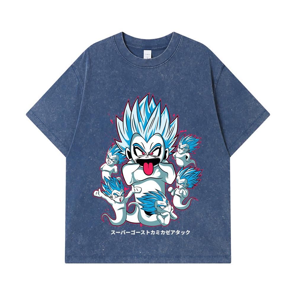 275 GSM Washed T-shirts 100% Cotton Dragon Ball V55 Kamikaze Print Unisex Heavy Cotton T Shirt
