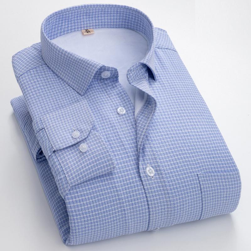 Зимняя теплая рубашка для мужчин, плюс флис, плотная, с длинным рукавом, свободная, деловая, повседневная, не мнется, рубашка в клетку для пап среднего возраста