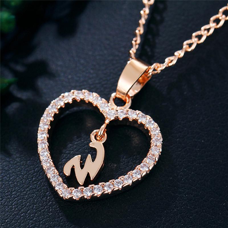 Charming Alphabet Elegant Pendant Initial Letter Simple Exquisite Love Heart Necklace Fashion DIY