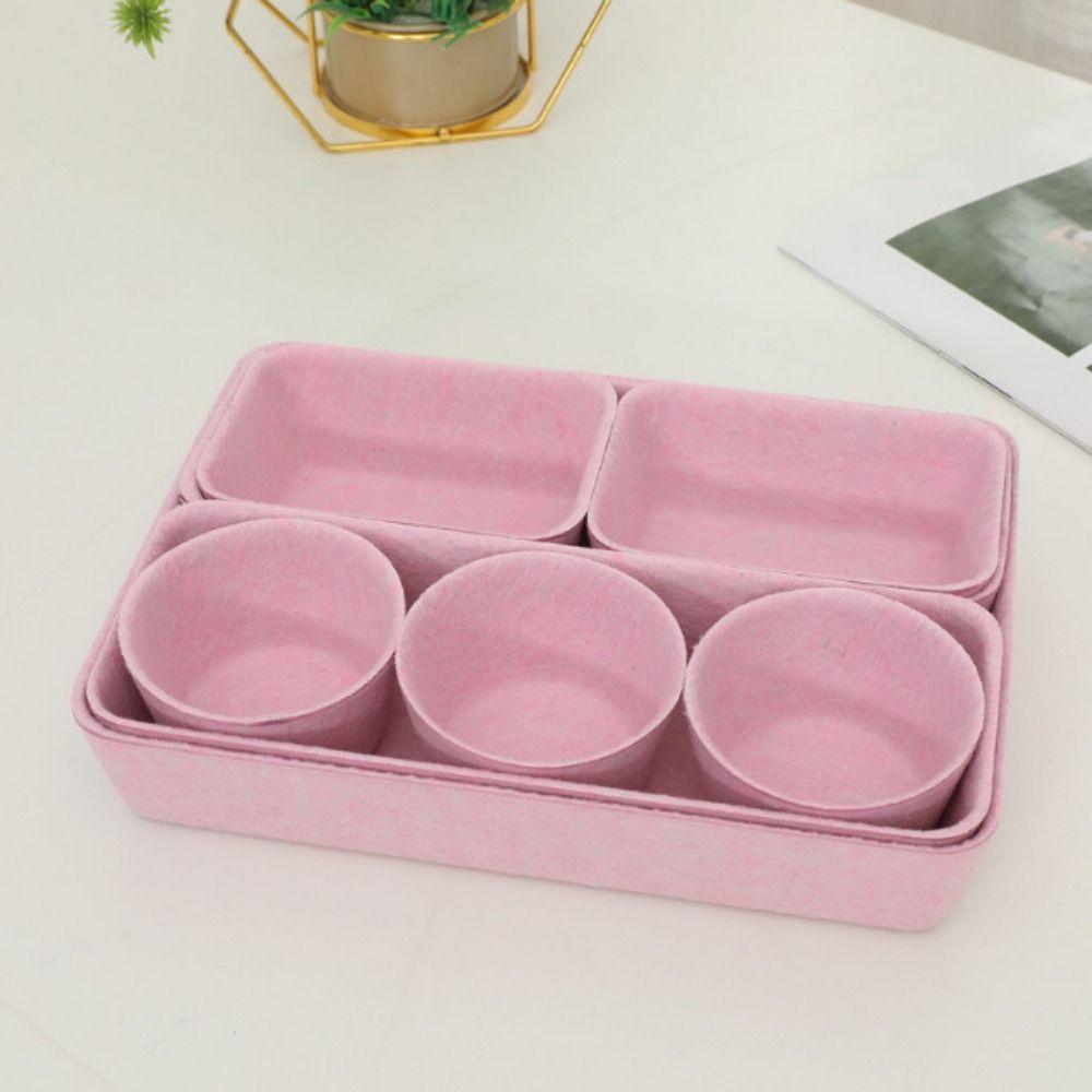 8Pcs/Set Space-Saving Felt Storage Box Set Seamless Desktop Sundries Box Closet Organizer