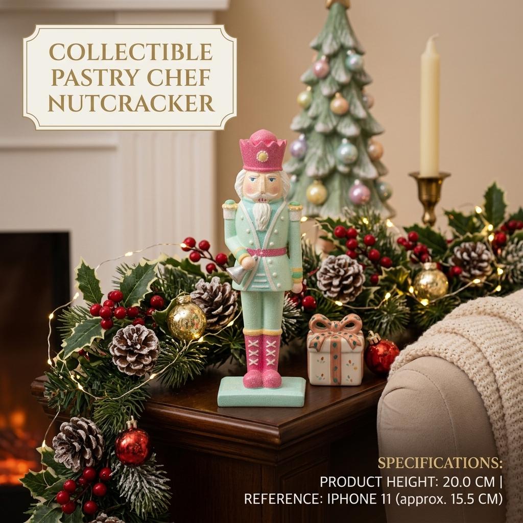 Pastel Nutcracker Soldier Figurine 20cm Eco‑Friendly Resin Christmas Nutcracker Decor for Shelf Tabletop Holiday Ornament/green