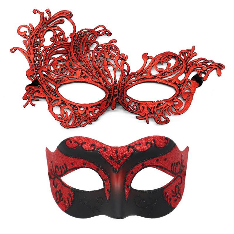 2Pcs Elegant Black Lace Masquerade Mask Set For Couples Perfect For Venetian Party Mardi Gras And Halloween Celebrations