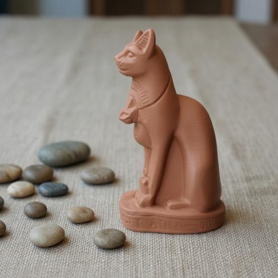 3D-печатная статуэтка египетской богини-кошки Винтажный готический Темный стиль Статуя Матовый черный