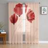 Красные цветы фон прозрачные шторы для окна гостиной прозрачная вуаль тюль занавески для спальни домашний декор