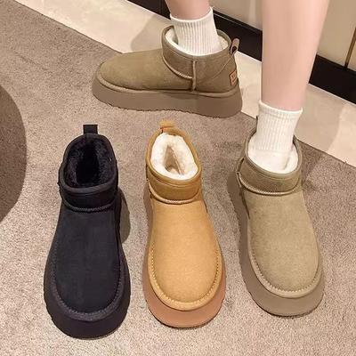 Женские зимние теплые меховые ботинки большого размера, зимние ботинки на щиколотке с подкладкой, нескользящие ботинки для пешего туризма и спорта, хлопковые ботинки