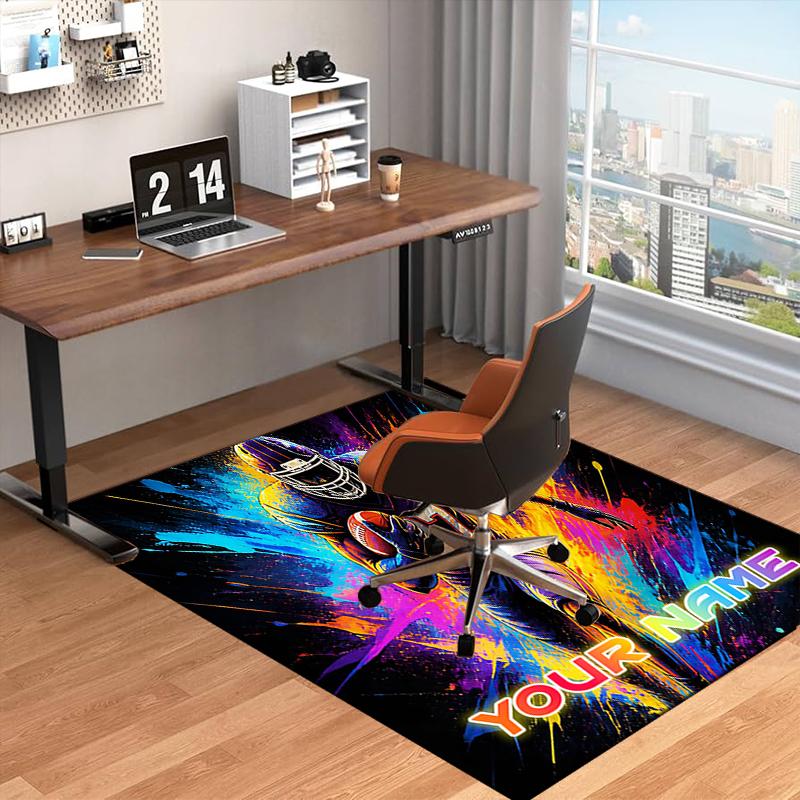 1PC Custom Name Dynamic Football Player Art Theme Floor Mat Ideal for Living Room, Game Rooms, Office, Bedroom,Floor Mat Playful Design171