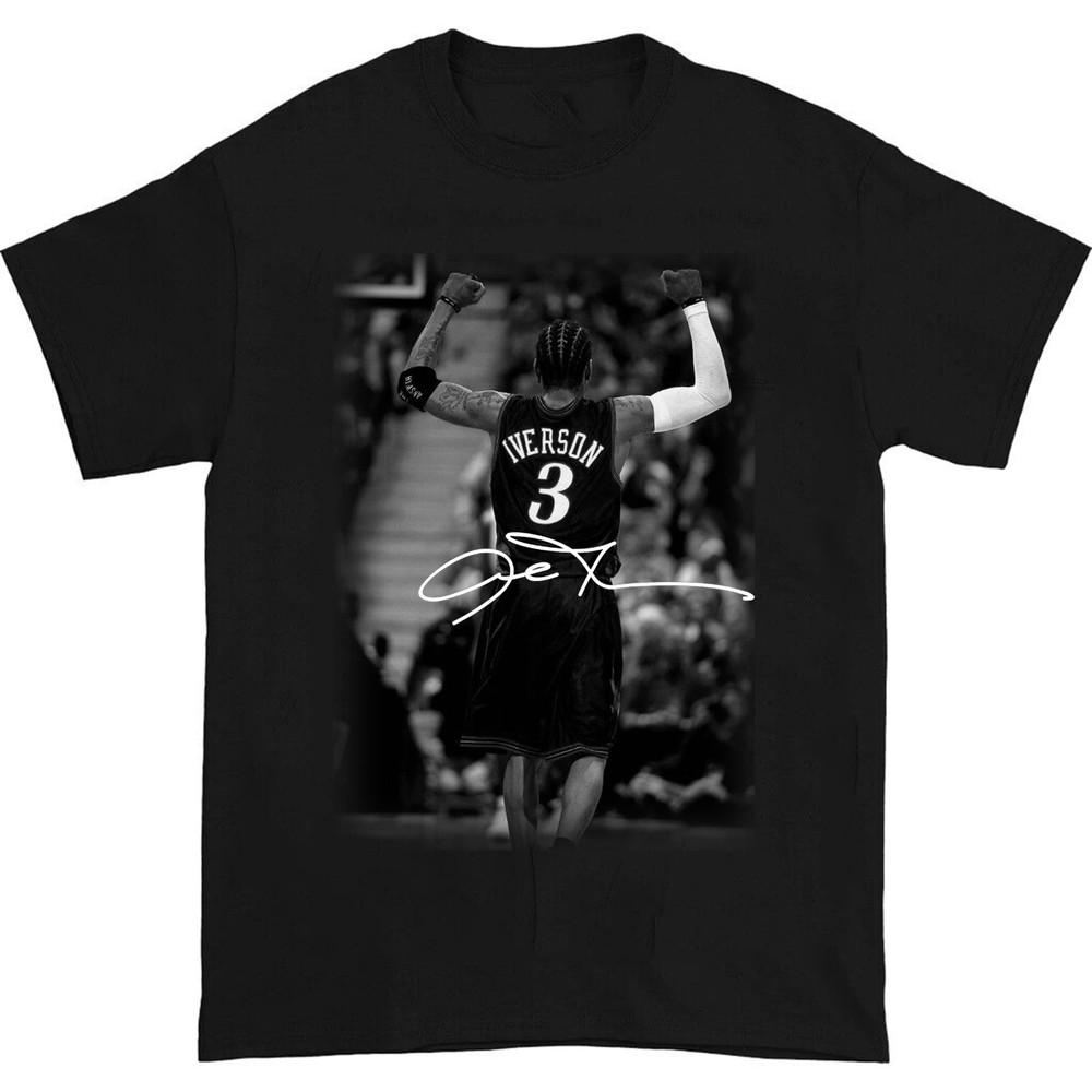 New Allen Iverson Signed Cotton Black T- Shirt Gift All Size Unisex T-Shirt