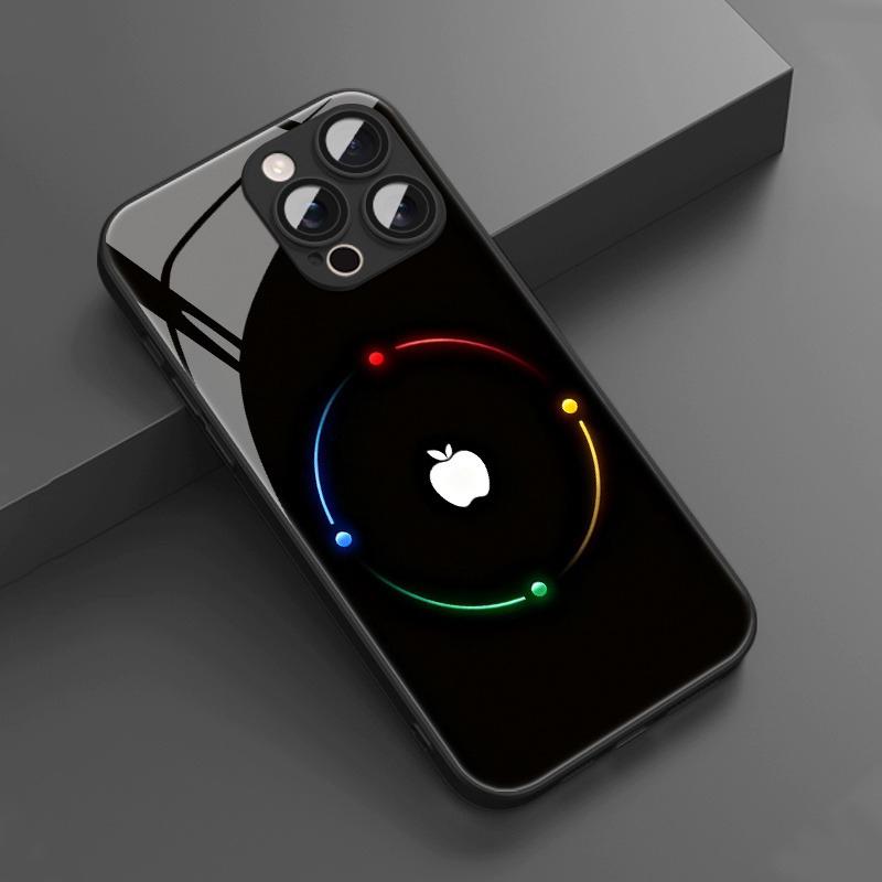Цветная гало для узора яблока Закаленное стекло Чехол для телефона Для iPhone 17 16 15 14 13 12 11 Pro Max 17 Air 7 8 Plus XR XS X Чехол