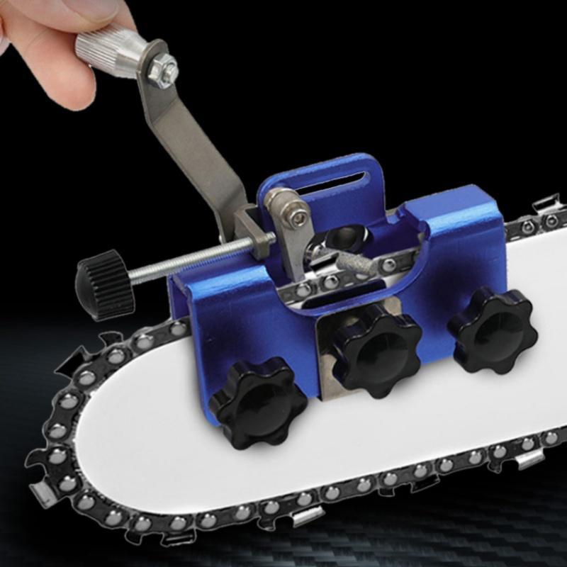 Простой портативный инструмент для заточки цепной пилы, заточной станок из алюминиевого сплава с шлифовальными камнями, инструмент для заточки сверл для цепной пилы