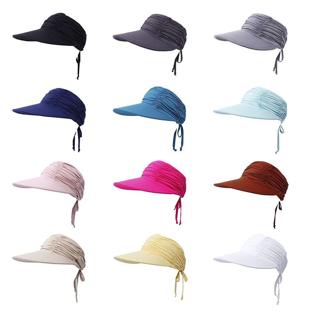 Wide Brim Sun Visor Hat UV Protection High Ponytails Visor Cap Trendy Empty Top for Women
