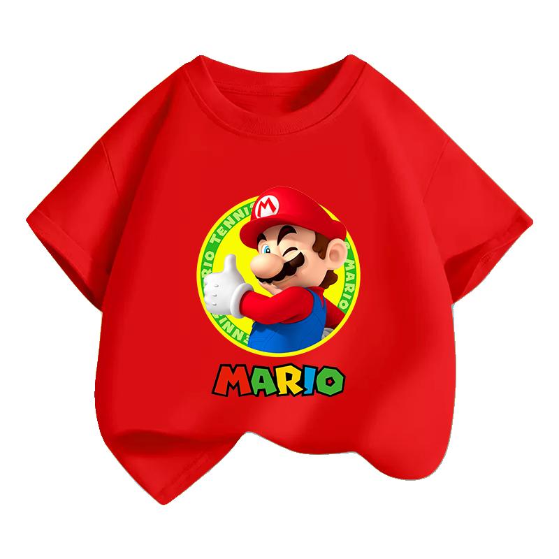 Детская мультяшная футболка с коротким рукавом Super Mario Bros Летний Новый Топ