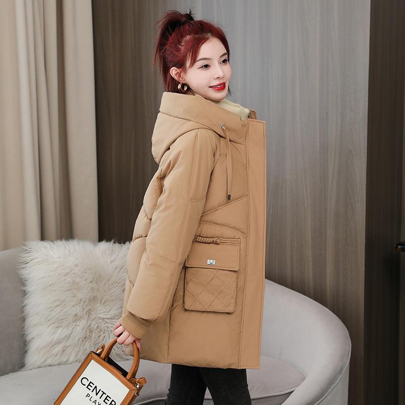 Winter Thickened Medium-length Cotton Jacket Female 2023 New Loose Big Yards Hooded Cotton Jacket Fashion Cotton Coat Jacket
