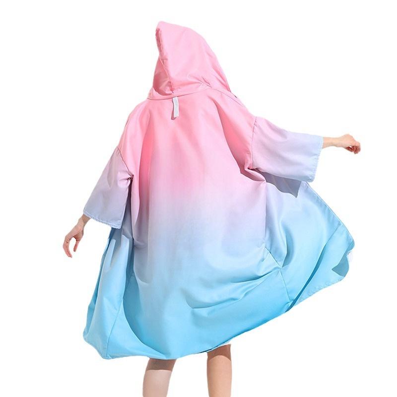 Унисекс быстросохнущий пляжный халат с капюшоном - двухстороннее бархатное полотенце для серфинга