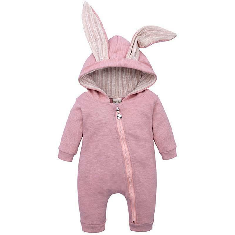 Toddler Infant Baby Boy Girl Rabbit Ear Hooded Jumpsuit Romper Outfits Clothes