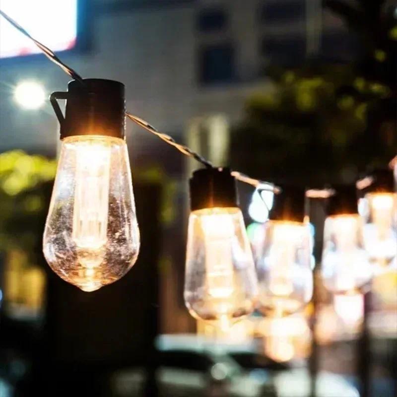 Уличные солнечные гирлянды светодиодные IP65 водонепроницаемые лампочки Эдисона ретро винтажные рождественские гирлянды украшения для садовой вечеринки волшебная лампа