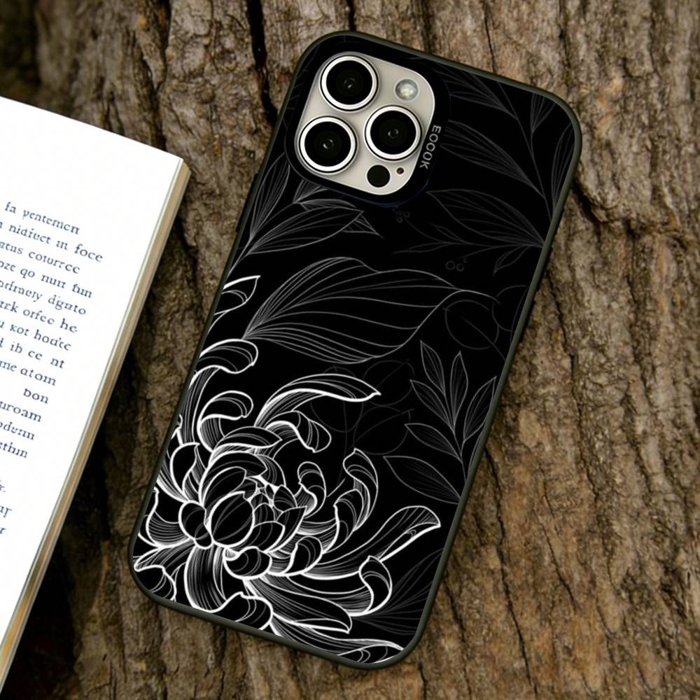 Чехол для телефона с темными цветами для iPhone 17, 16, 15, 14, 13, 12, 11 Plus, Pro Max, XS, Цветной Посеребренный Внутренний Чехол