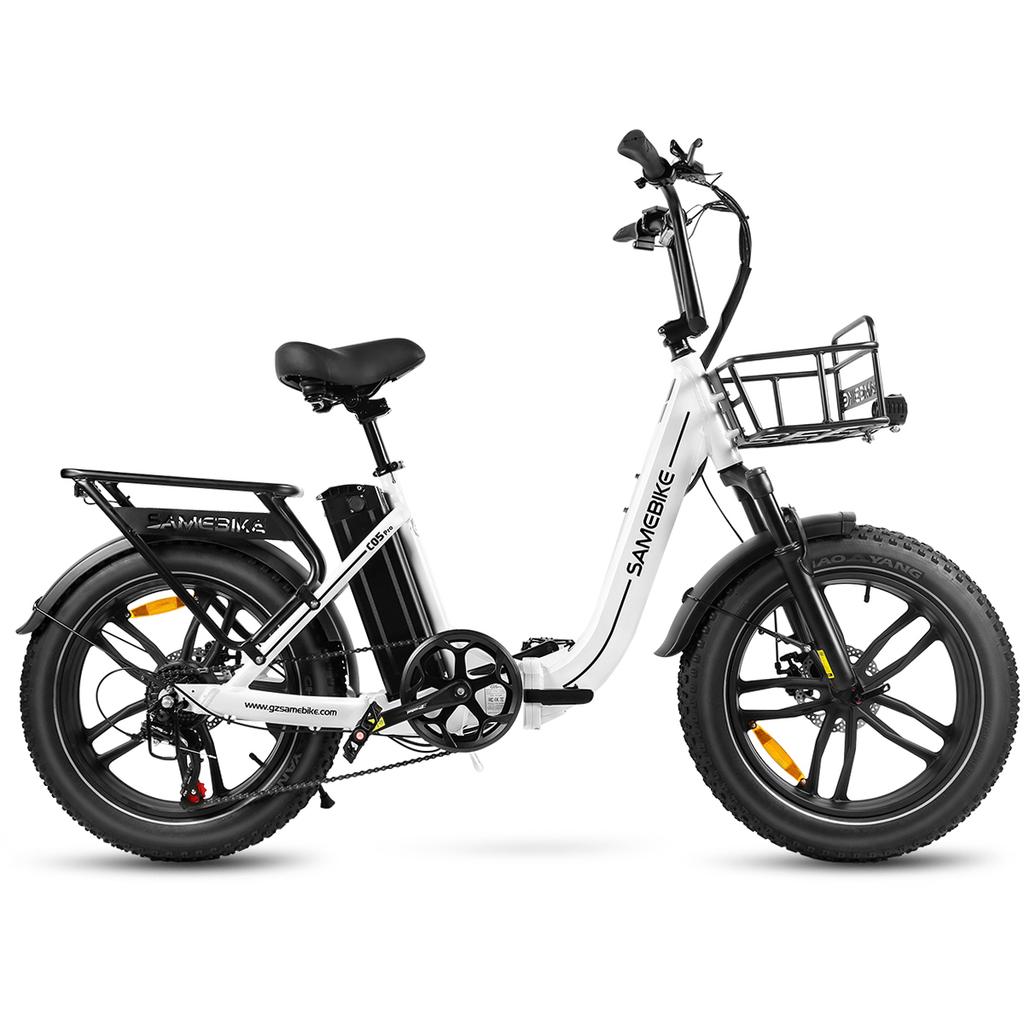 Samebike C05PRO Folding Electric Bike - 500W Motor, 36V 13Ah Battery, 20x4" Fat Tire Ebike with Dual Suspension & Shimano 7-Speed - Up to 70km Range