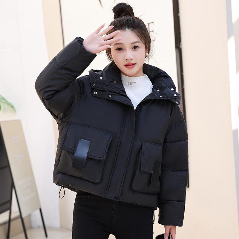 2025 New Down Cotton Jacket Women's Fashion Hooded Short Cotton Jacket Loose Winter Korean Cotton Jacket Thickened Bread Jacket
