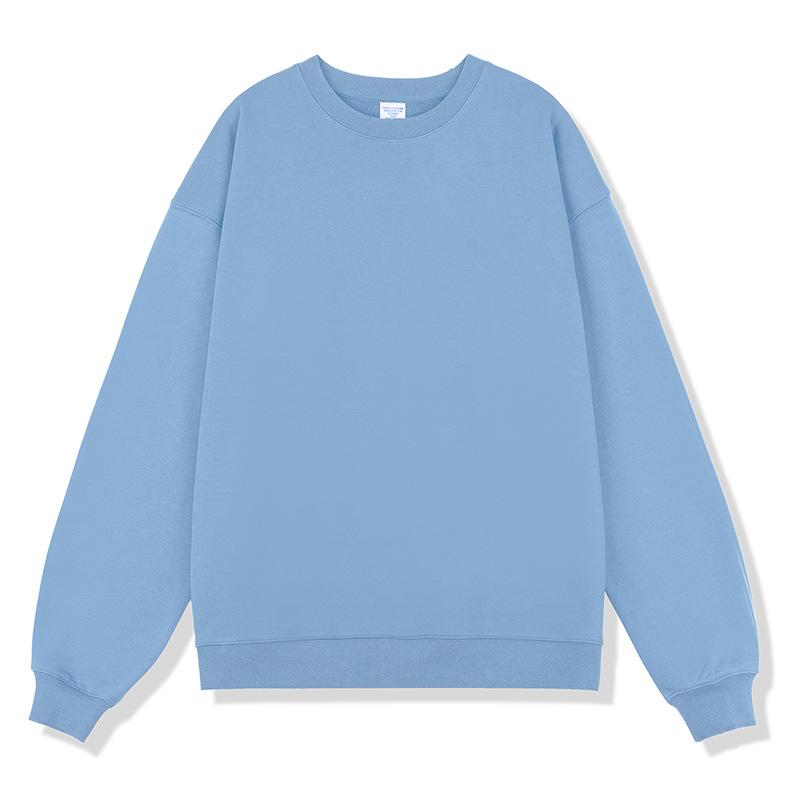 Men's Solid Crewneck Sweatshirt 380G French Terry Cotton Oversized Casual Pullover Unisex Couple Top