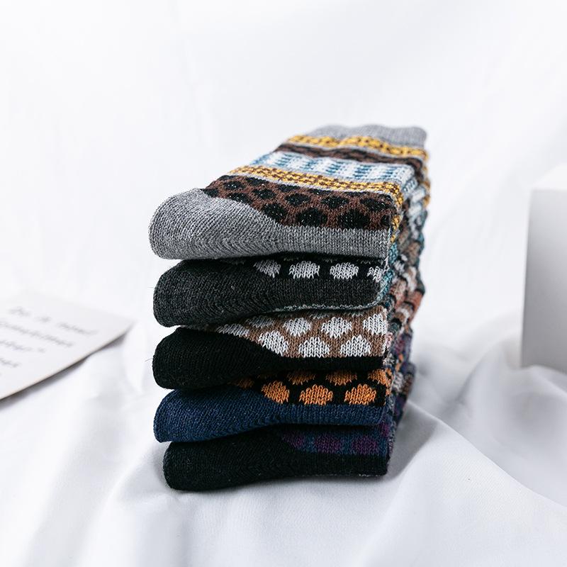 5 пар/партия, мужские шерстяные носки, зимние утепленные овечьи носки, теплые мужские носки в стиле ретро, красочные модные новые мужские носки высокого качества