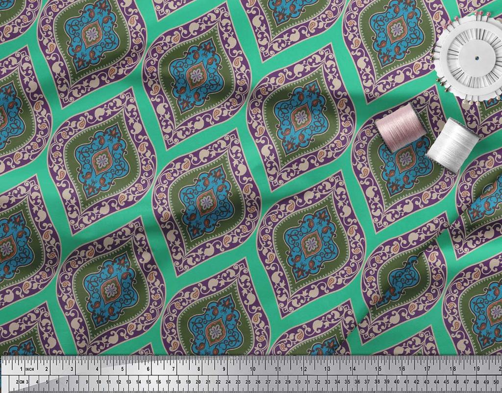 Soimoi Черная полиэфирная креповая ткань Бесшовная ткань с дамасским принтом по метрам 42 дюйма