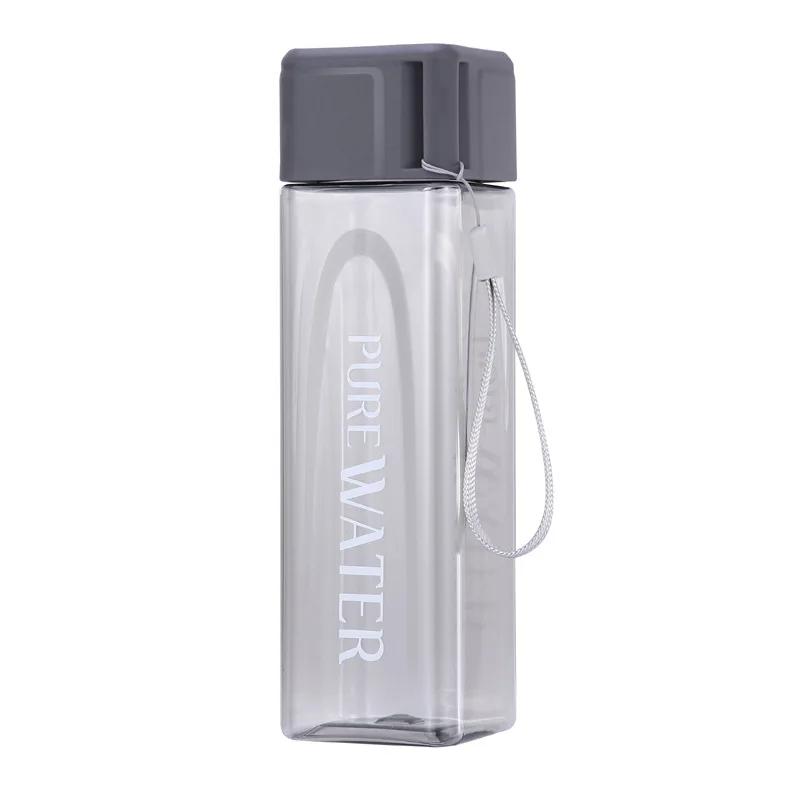 500ml Simple Square Water Bottle Personalized Portable Creative Portable Cup Leak Proof Heat-resistant Plastic Sport Bottle