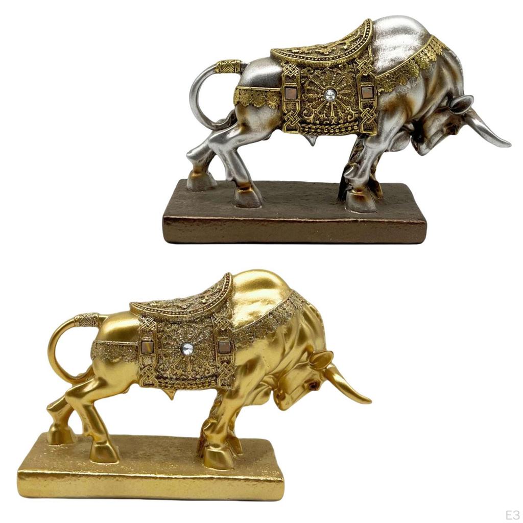 Bull Statue Sculpture Desktop Decoration 17x5x10.9cm Decorative Lightweight Handicraft for Cafe Bar