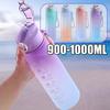 900ML Sports Water Bottle With Straw Men Women Fitness Water Bottles Outdoor Cold Water Bottle With Time Marker Drinkware