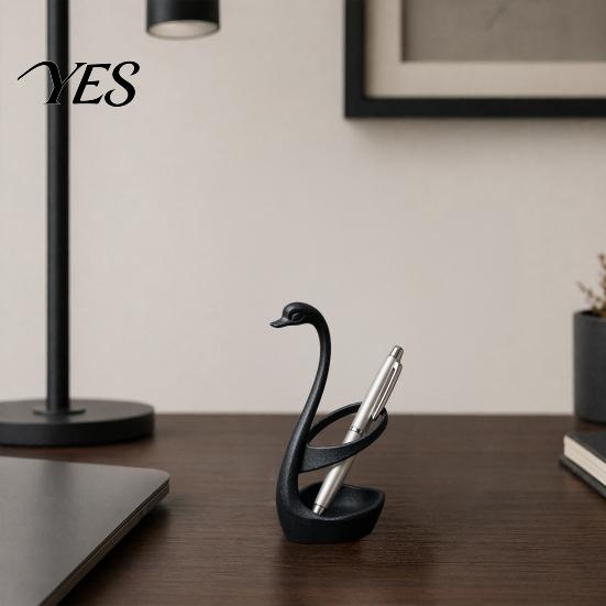 Bathroom Toothbrush Organizer 3D Printed Swan Holder, with Hollow Water-Draining Design, Black White Breathable Stand Dual Color, Widened Stable Base,