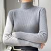 Женский осенне-зимний однотонный вязаный свитер с длинными рукавами, пуловер, полуводолазка, тонкий свитер с внутренней полоской